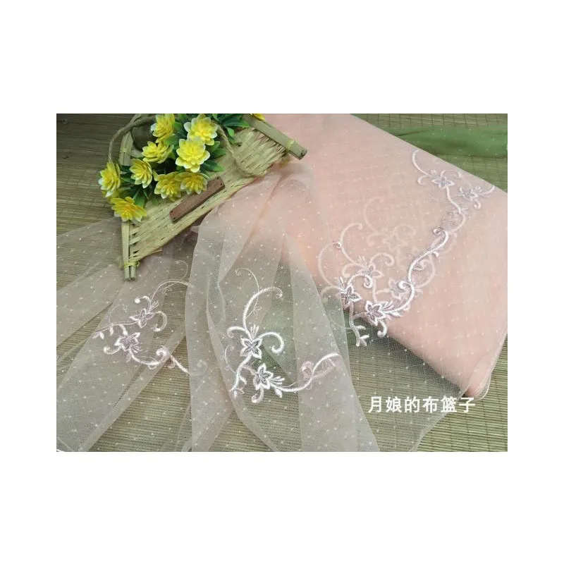 Супермягкое очень широкое Сетчатое кружево с вышивкой 2 цвета ширина 30 см | Дом и