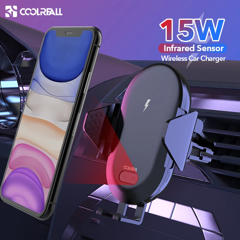 Автомобильное беспроводное зарядное устройство Coolreall 15 Вт для iphone 11 pro Xs Xr X
