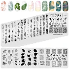 Пластина для штампа для ногтей, шаблон для создания изображения перьев, натуральные листья, для нейл-арта, пластины сделай сам для маникюра, инструменты для рисования