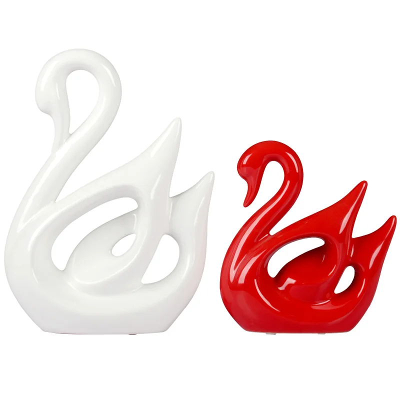 Фигурка для украшения дома современные красный и белый лебедь украшение офиса