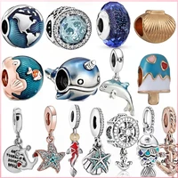 silver plated woman jewelry ocean series narwhal charm starfish ocean waves fish beads fit pan s bracelet diy pendant