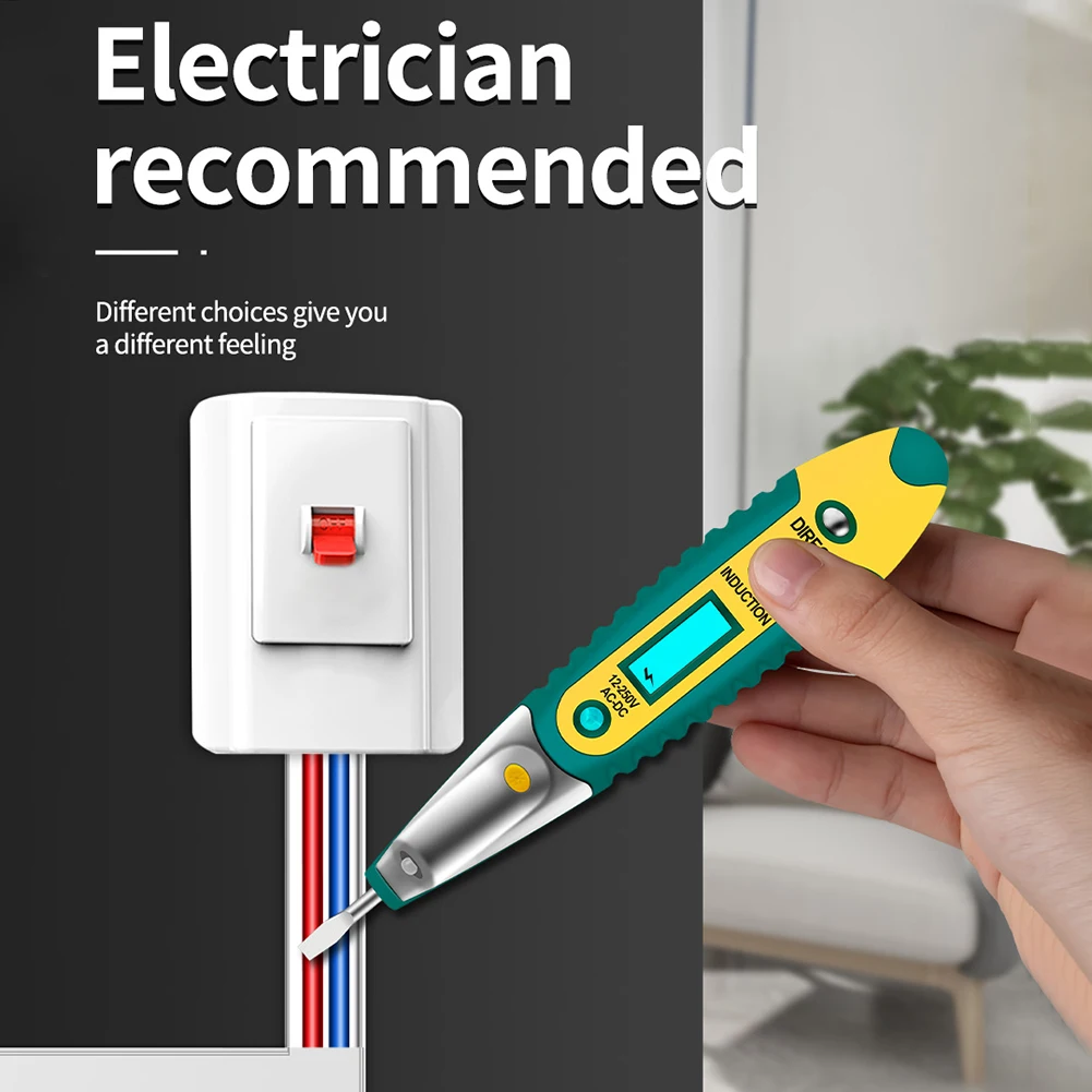 

AC/DC 12-250V Non-contact LCD Digital Display Tester Screwdriver Power Outlet Electrical Voltage Detector Pen Green