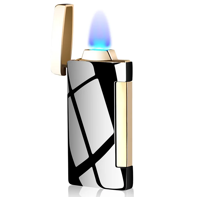 

2021 Windproof Flat Flame Torch Cigar Lighter Jet Metal Plasma Arc Gas Butane Lighter Compact Cigarette Side Ignition Gadgets