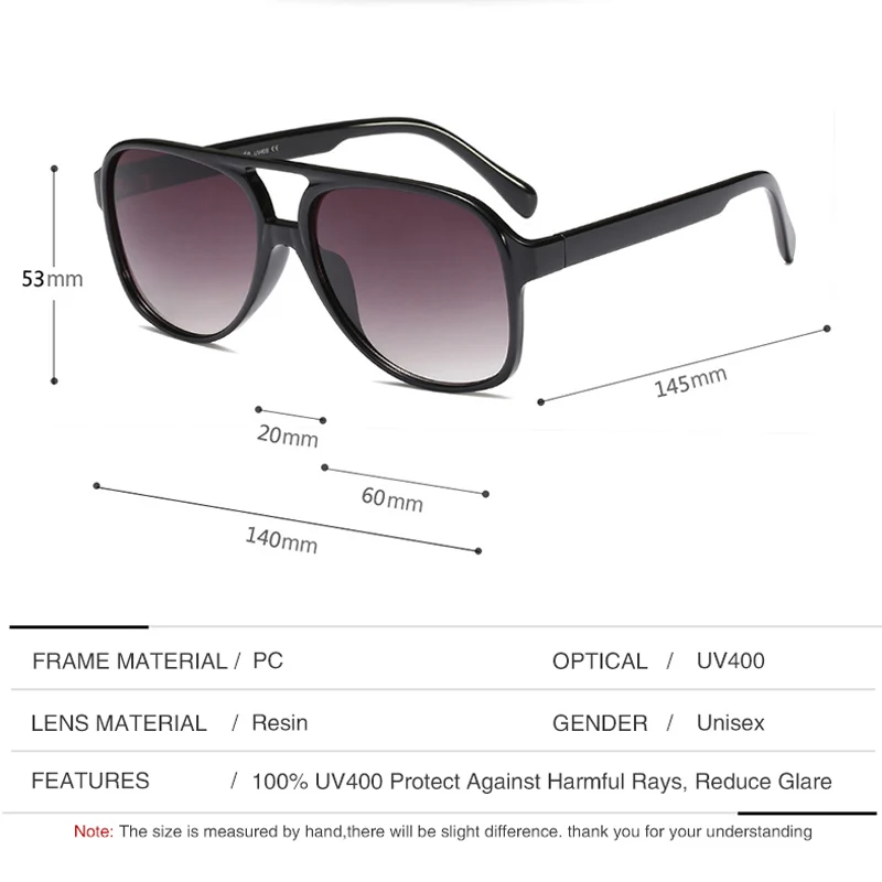 YOK'S Винтаж негабаритных пилот тени солнцезащитные очки для женщин мужчин UV400