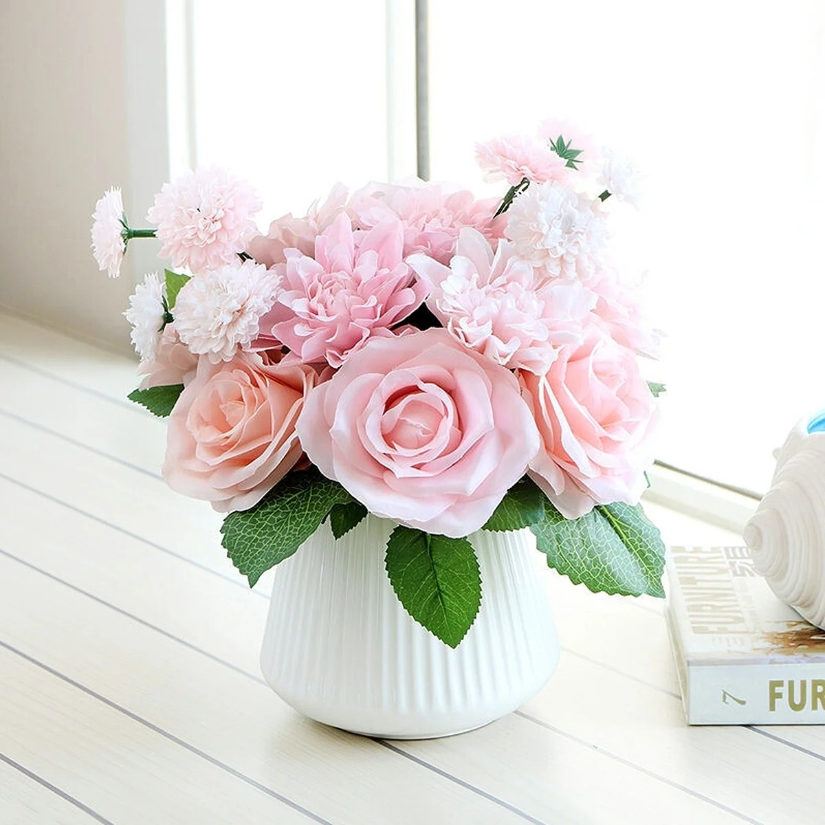 

30cm Rose Pink Silk Bouquet Peony Artificial Flowers Small Bud Bride Wedding Home Decoration Fake Flowers Faux