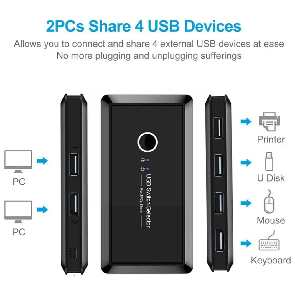 

USB 3.0 Hub Splitter Adapter Switch Selector 2/4 Port Computer For Keyboard Sharing Mouse Switch PCs USB Devices Splitter O7X1