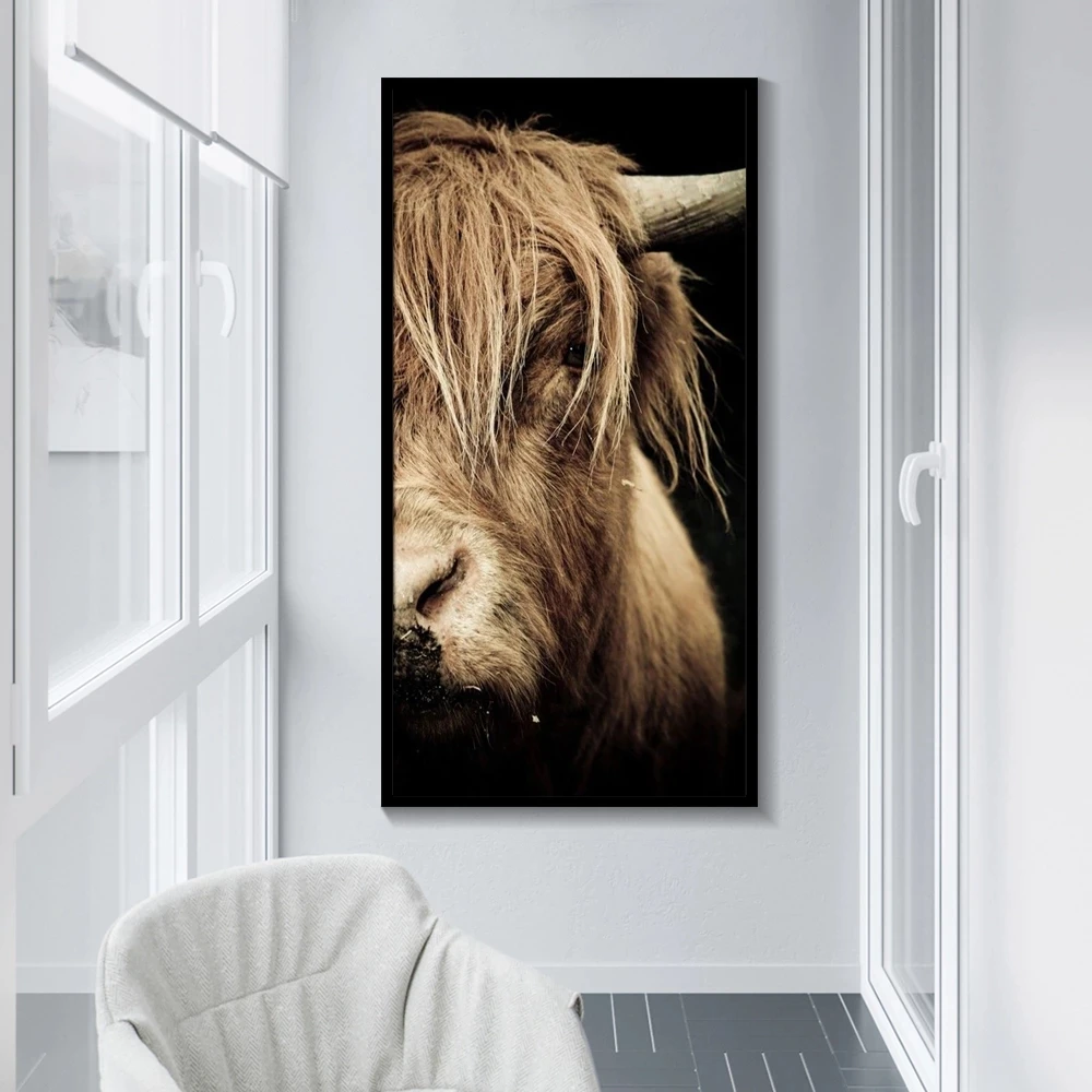

Cattle and Sheep Wall Art Photograph Canvas Painting Minimalist Animal Poster Prints No Frame Picture for Living Room Decor