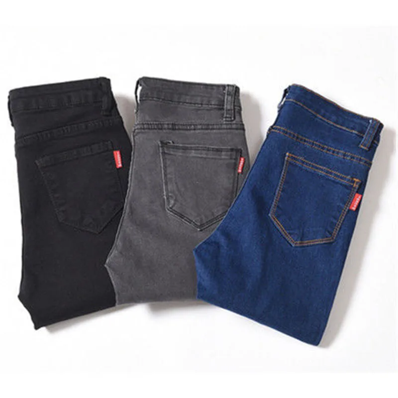 

Elastic Fashion Women Casual Jeans Pants High Waist Slim Female Velvet Thickening Leggings Fashion Winter Trousers Plus Size