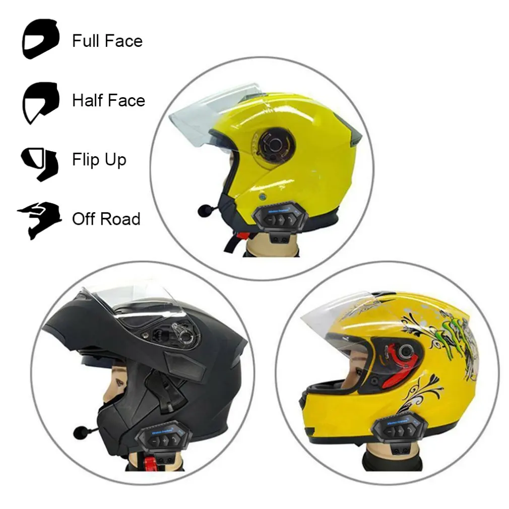 

QTB35 Motorcycle Helmet Wireless Headsets Hands-free Kit Stereo Anti-interference Interphone Music Player Earphones