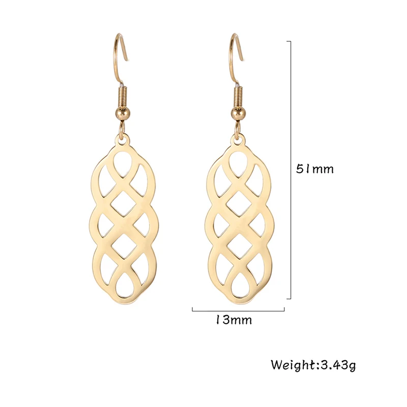 Sipuris Celtic Knot Long Drop Earrings Stainless Steel Irregular Geometric Dangle Women Retro Personality Ear Jewelry | Украшения и