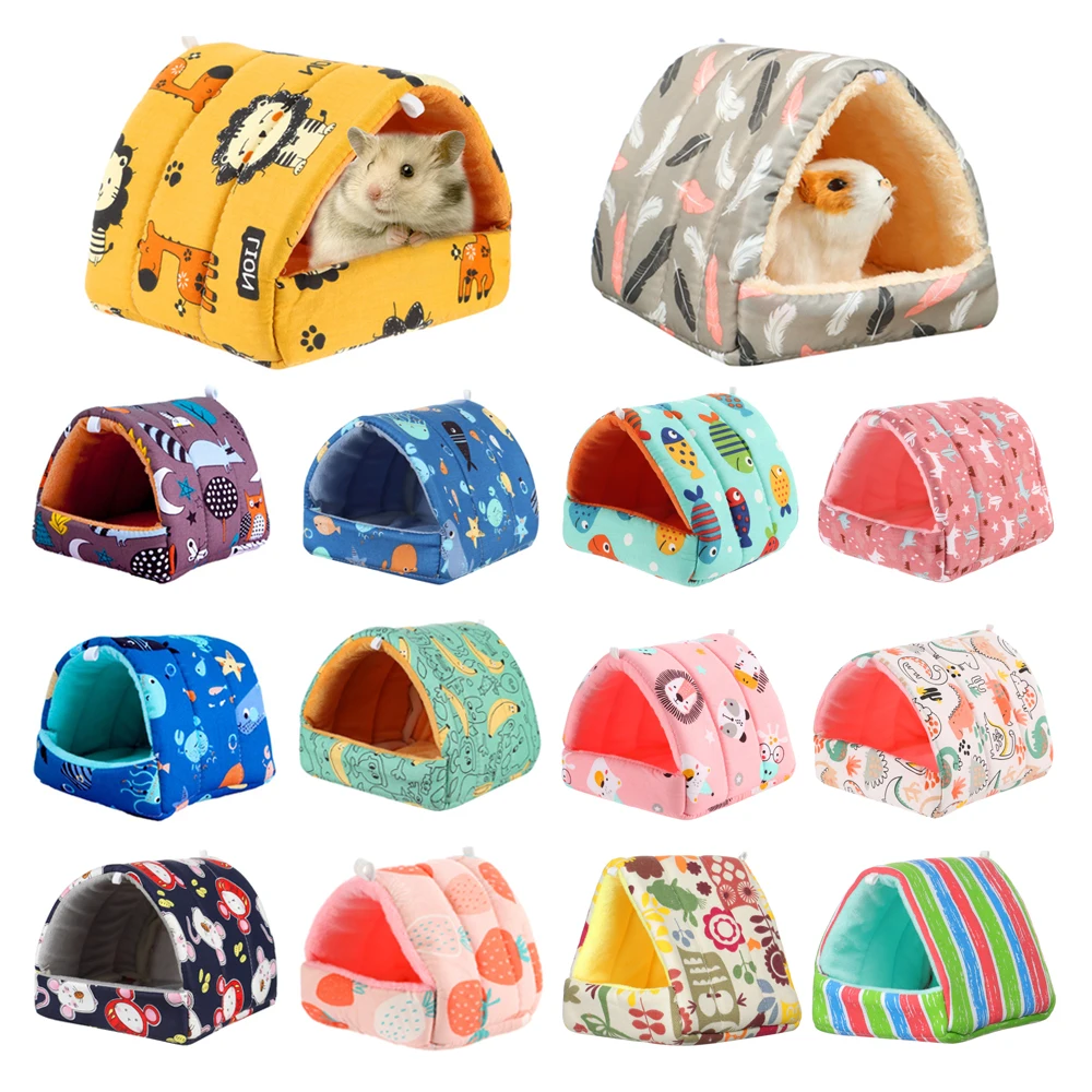 cute cartoon rabbit squirrel mini cage guinea pig nest small animal mice rat pet sleeping bed hamster house winter warm soft mat free global shipping