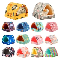 Cute Cartoon Rabbit Squirrel Mini Cage Guinea Pig Nest Small Animal Mice Rat Pet Sleeping Bed Hamster House Winter Warm Soft Mat