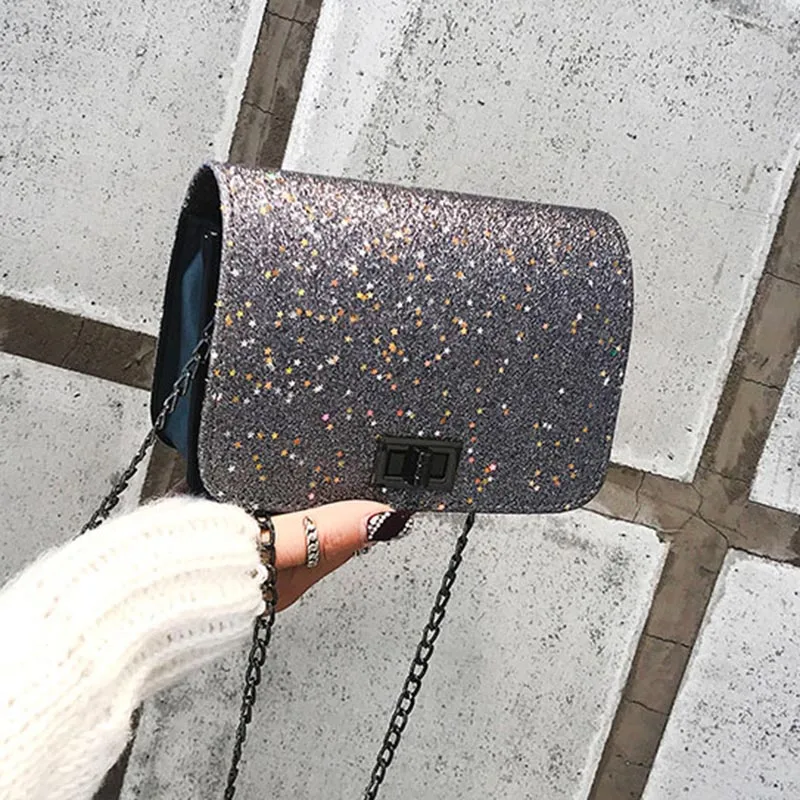 Хит продаж 1 шт. женская сумка через плечо модная цепочка с блестками для