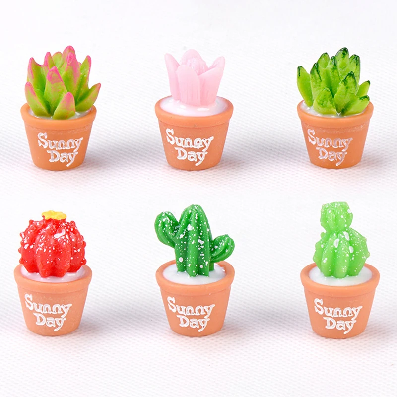 

1pc Cute Cactus Resin Miniature Micro Landscape DIY Fake Plastic Succulent Plants Decor Home Garden Decoration Random Color