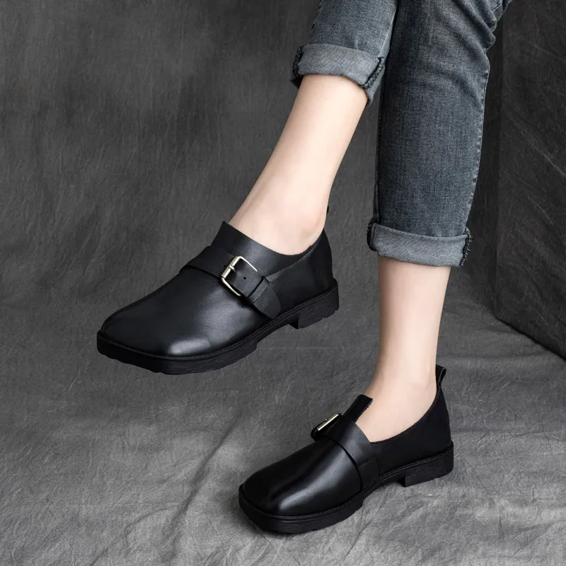 

Лоферы; Женская кожаная Осенняя обувь для женщин; Цвет Черный; Обувь без застежки на низком каблуке; Натуральная кожа; 100; Женская обувь на пл...