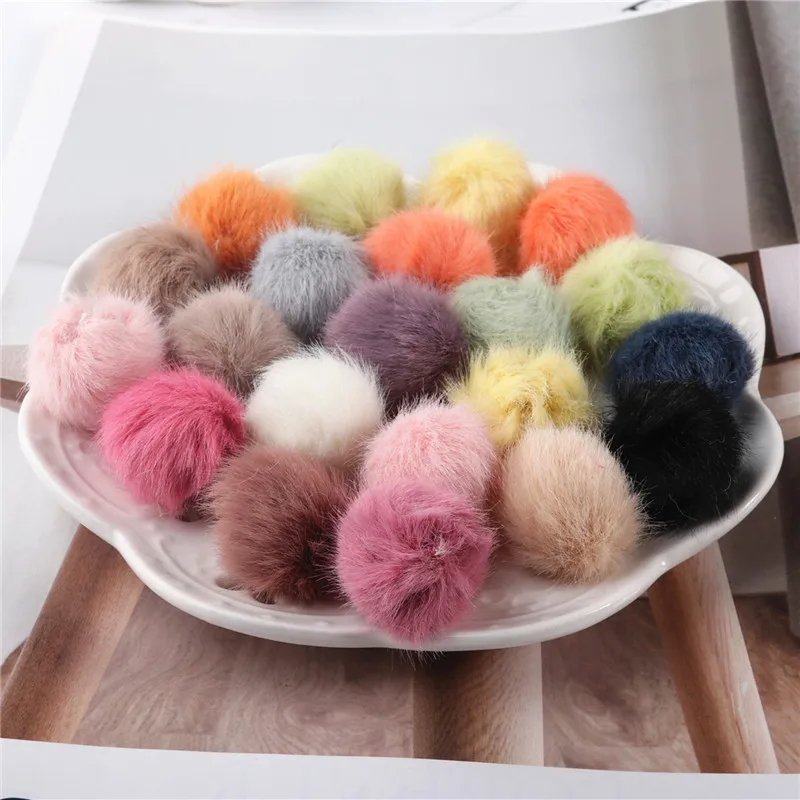 

12Pcs/Lot 17 Colors 2.5cm Mink Pompoms Fur Balls For Sewing On Knitted Keychain Scarf Shoes Hats Fur DIY Crafts Hair Accessories