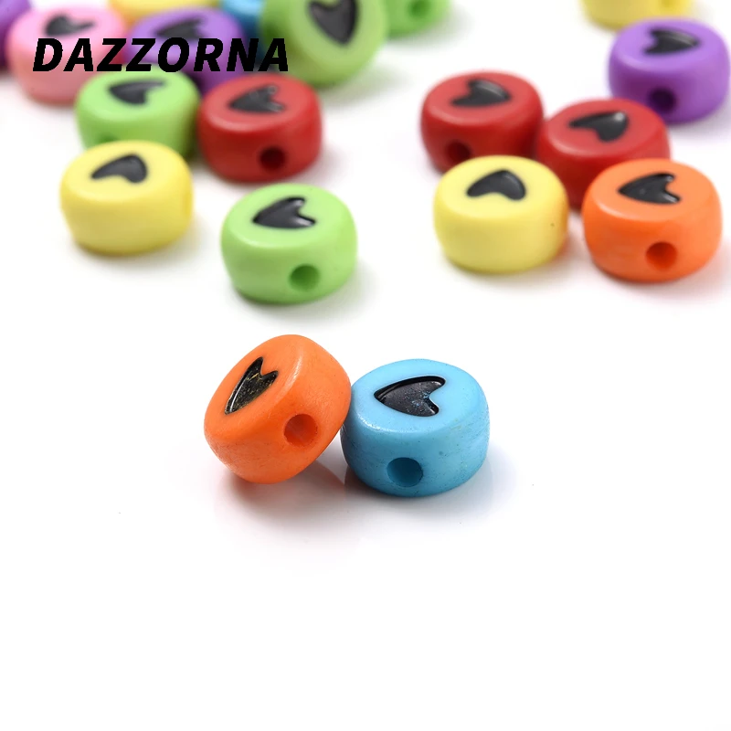 Плоские кубические Акриловые Бусины 4 х7 мм в форме черного меланжевого сердца