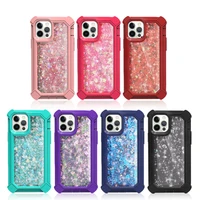 hard clear glitter armor case for iphone 7 8 plus xs max 13 12 11 pro max mini xr dynamic quicksand shockproof phone cases cover
