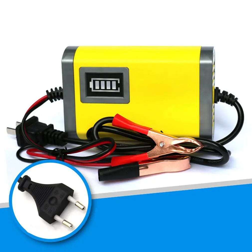 12V 2A Smart Car Battery Charger Full Automatic for AGM VRLA Lead Acid GEL Intelligent Motorcycle Charger With LCD Display EU