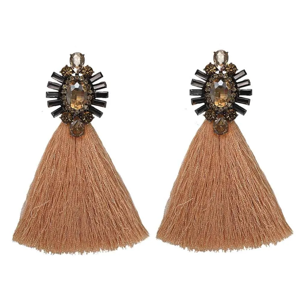 Dvacaman, Кристальные серьги с бахромой, Boho, ЭТНИЧЕСКАЯ подвеска, висячие серьги для женщин, вечерние, свадебные Висячие серьги, массивное ювелирное изделие