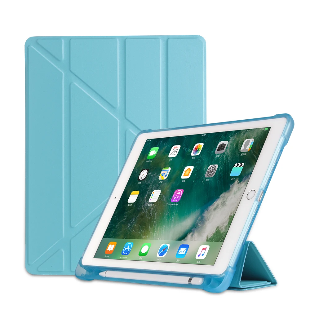 Чехол для планшета ipad 9 7 2018 умный силиконовый чехол подставка TPU с карандашом