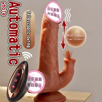 big electric heating telescopic dildo penis females masturbation realistic feeling soft silicone vibrator sex toys for woman