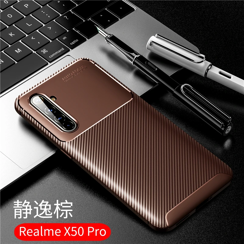 for oppo realme x50 pro case fiber fundas tpu rubber silicone protective phone case for realme x50 pro cover for realme x50 pro free global shipping