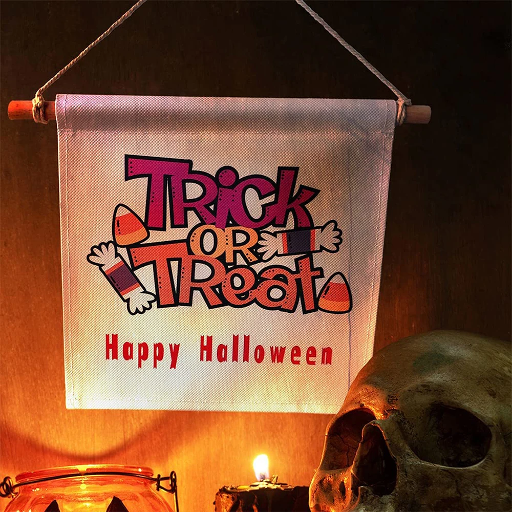 

Wall Hanging Trick Or Treat Flag Halloween Tapestry Decor For Home Decoration Paintings Party Supplies