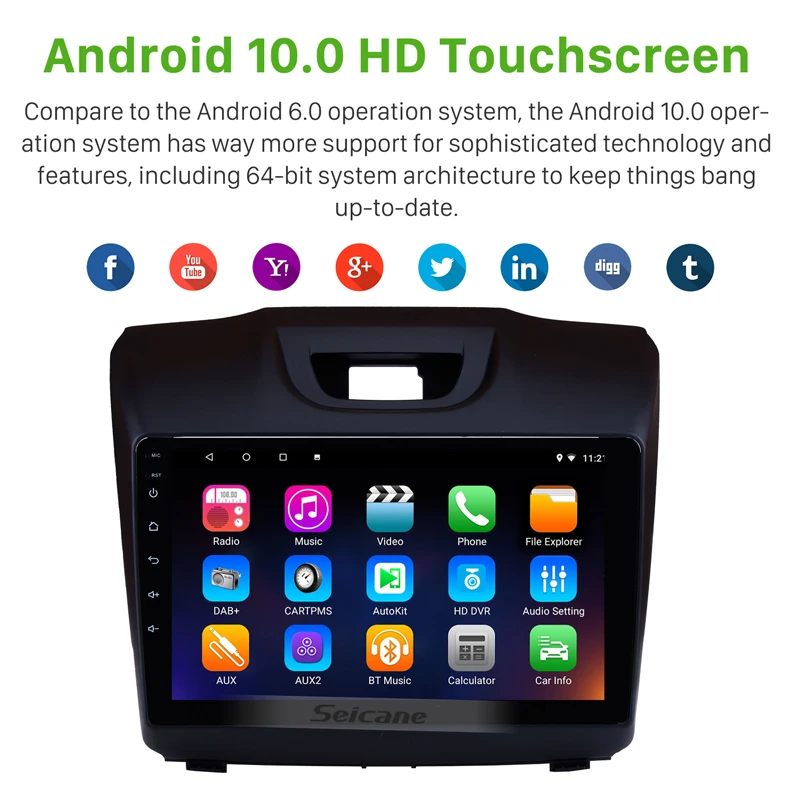 Seicane 9 дюймовый четырехъядерный Android 10 0 API 29 для Chevy Chevrolet S10 2015 2018 ISUZU D Max