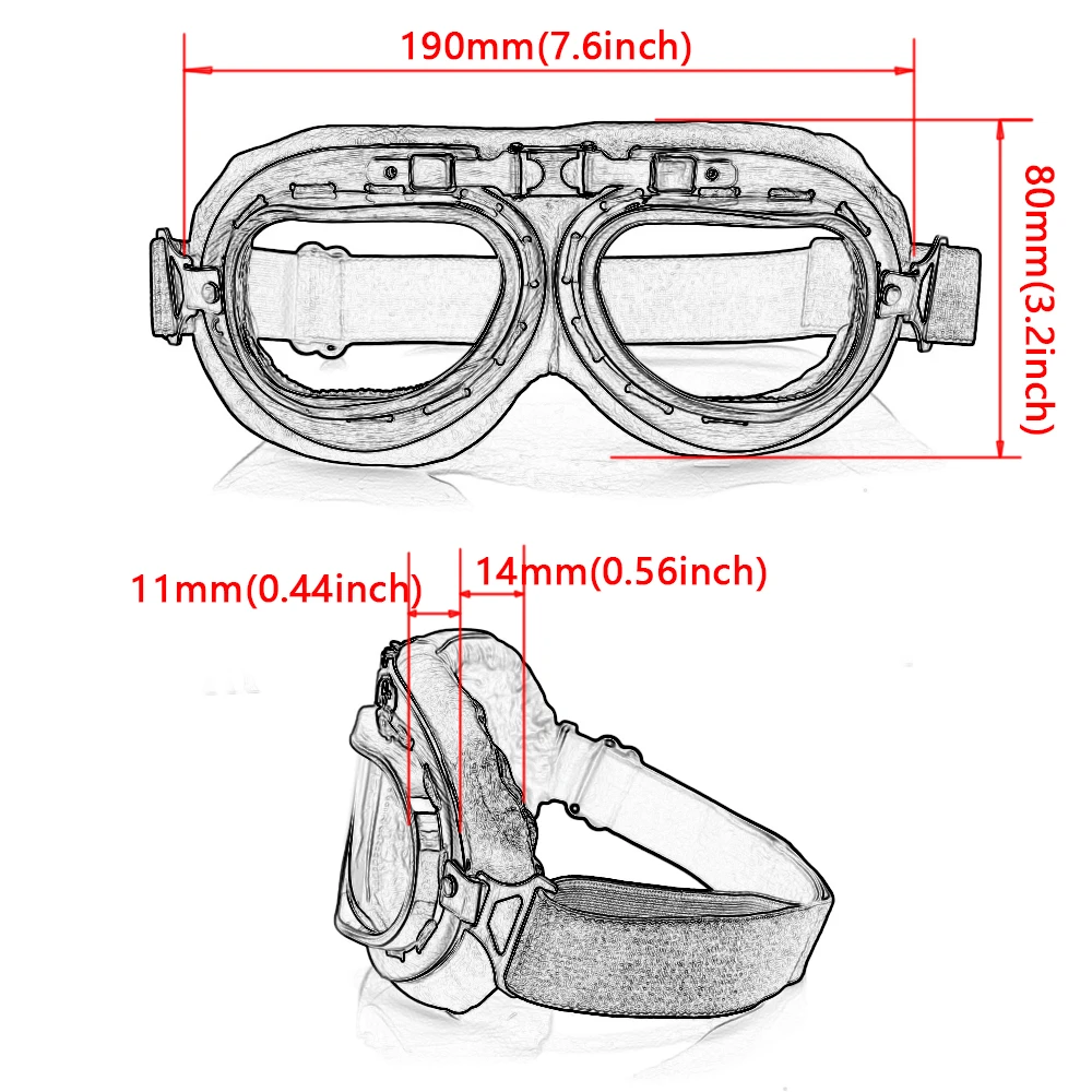 

Motorcycle Goggles Glasses Motorbike Pilot Steampunk Vintage Biker Scooter Cruiser Jet Helmet Cycling Ski Retro Sunglasses