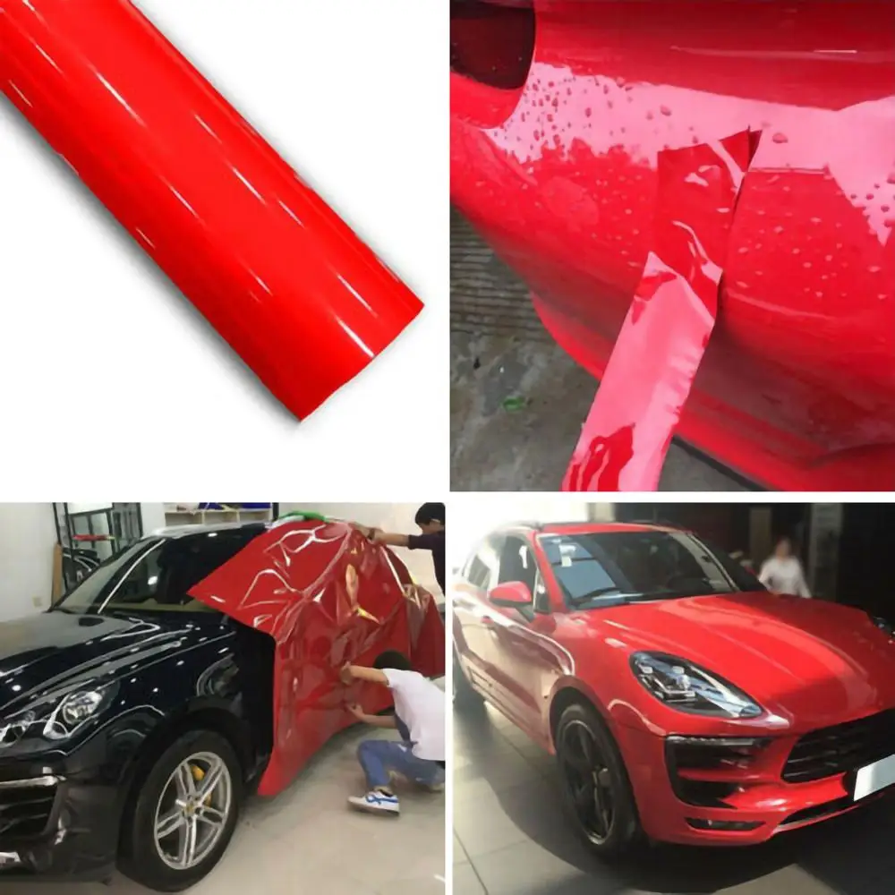 1Roll Super Gloss Red Vinyl Film Car Wraps Auto Glossy Foil Wrap Vehicle Sticker 30 X 152cm | Автомобили и мотоциклы
