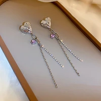 hiphop punk new design metal broken peach heart earrings korean fashion women ear rings jewelry vintage chain tassel earings