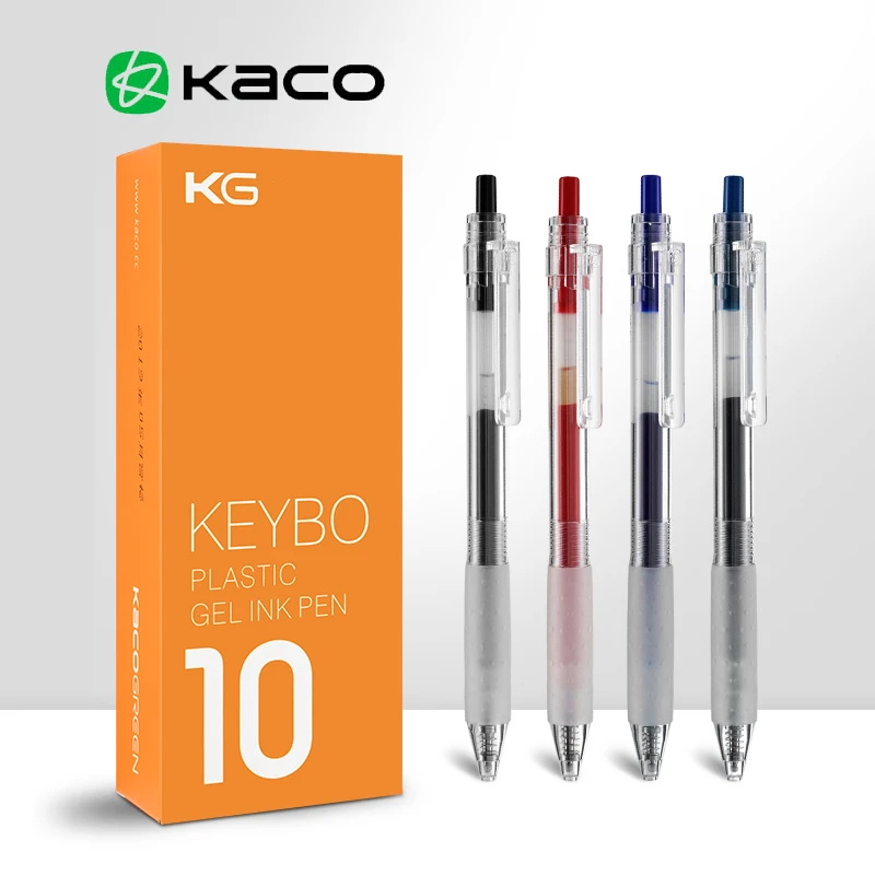 

Гелевые ручки KACO 10 шт./лот, Модные прозрачные гелевые ручки с прессом, гладкие канцелярские принадлежности для письма для студентов/офиса
