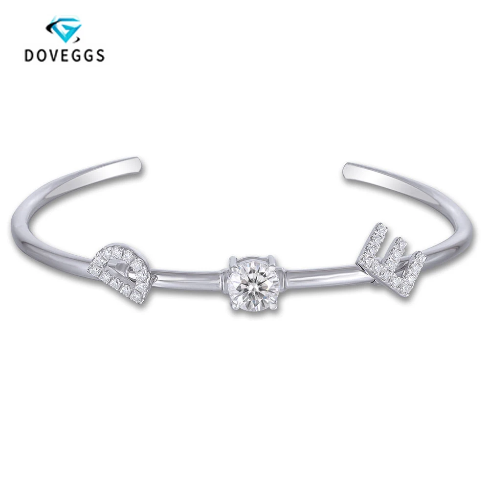 DovEggs серебро 1ct 6,5 мм FGH цвет сердце со стрелами разрезанный Муассанит Эластичный регулируемый браслет с акцентами для женщин