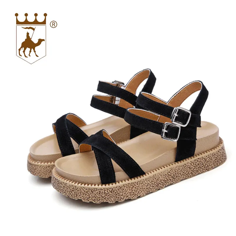 BACKCAMEL2018 Новая летняя обувь женские босоножки кожаные сандалии с открытым носком