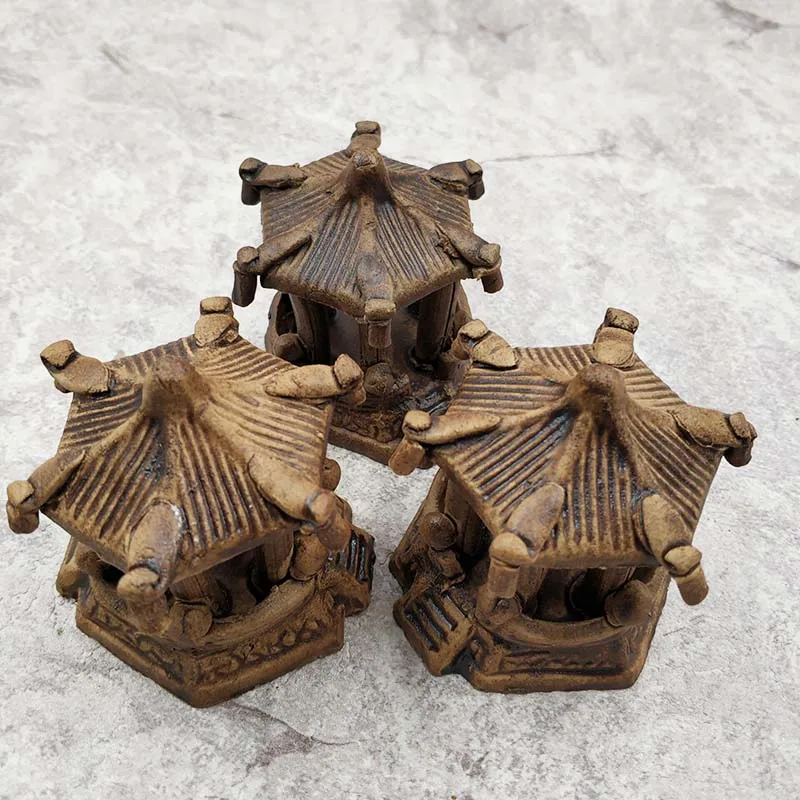 Керамический шестиугольный павильонный орнамент из смолы аквариумный ландшафт