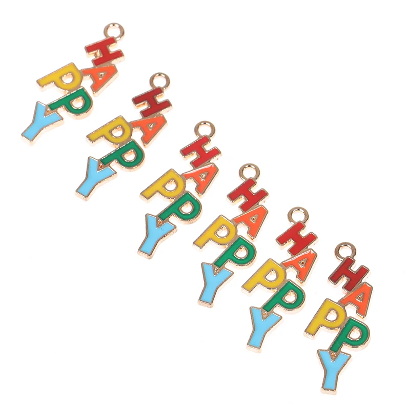 

10pcs Happy Letter Charm Enamel Charm For Jewelry Making And Crafting Fashion Earring Charm Necklace Bracelet Charm