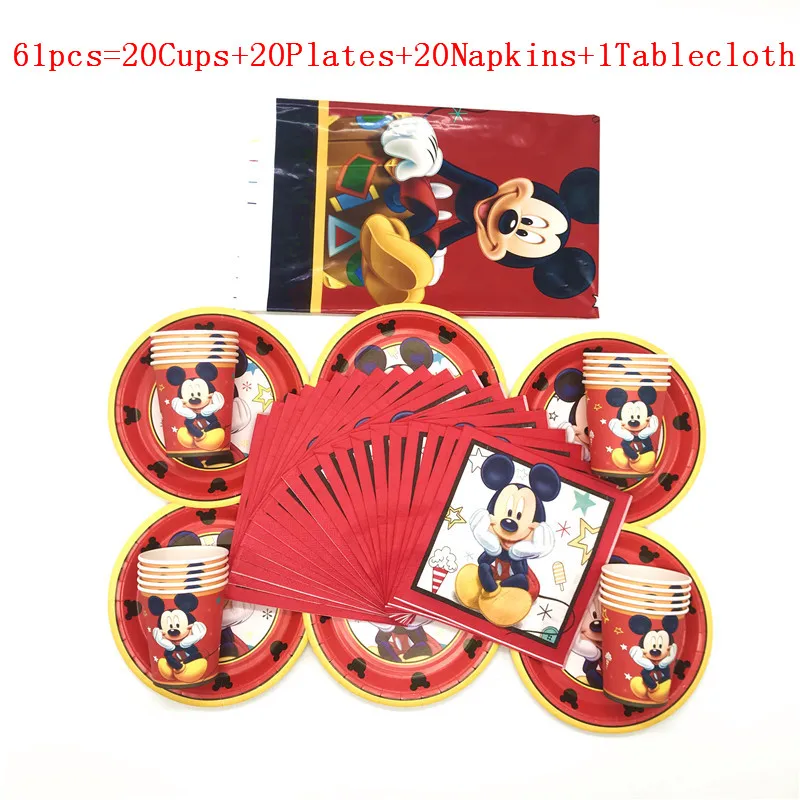 Disney Микки Мауса и Мышь 61 шт/41 шт одноразовая посуда наборы детские День Рождения