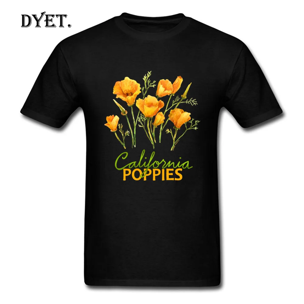 California Poppy футболка с цветочным принтом Мужская рисунком футболки на заказ