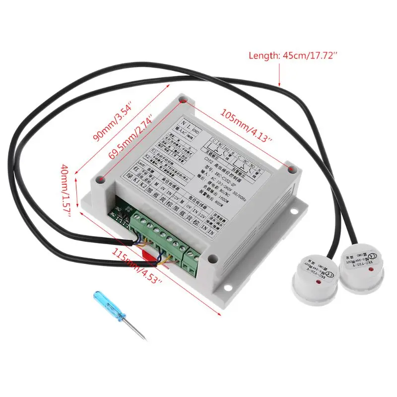 

High And Low Liquid Level Intelligent Controller With 2 Non-contact Sensor Module Automatic Control Liquid Water Level Tool