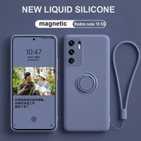 new magnetic liquid silicone case for xiaomi redmi note 10 9 pro note10 s 5g camera protective ring standcover redmi note 10 9s