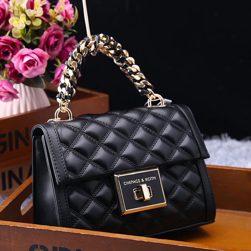 

Genuine Leather Handbags 2021 New Fashion Rhombus Chain Portable All-match Shoulder Messenger Small Square Bag Sac A Main Femme