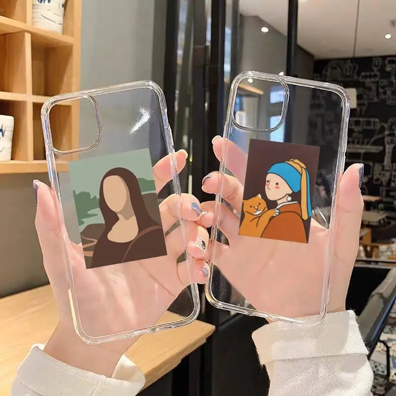 

Abstract oil painting Phone Case Transparent for iPhone 6 7 8 11 12 s mini pro X XS XR MAX Plus SE cover funda shell