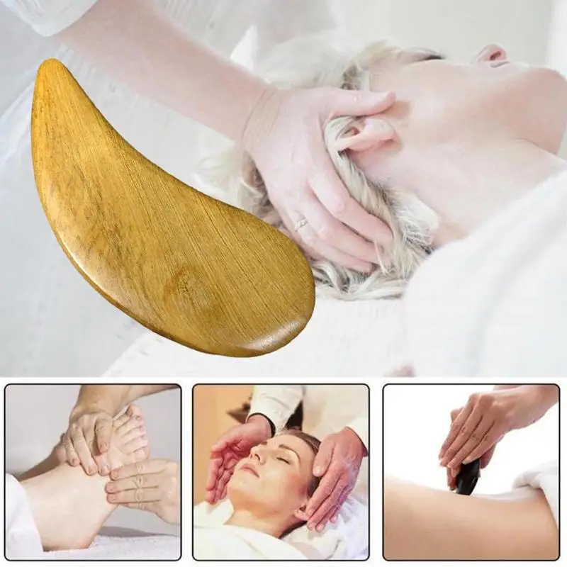 

1Pc Wooden Scraper Full Body Massager Small Leaf-shaped Wooden Scraping Piece Manual Massage Tool Back Arm Massage Board