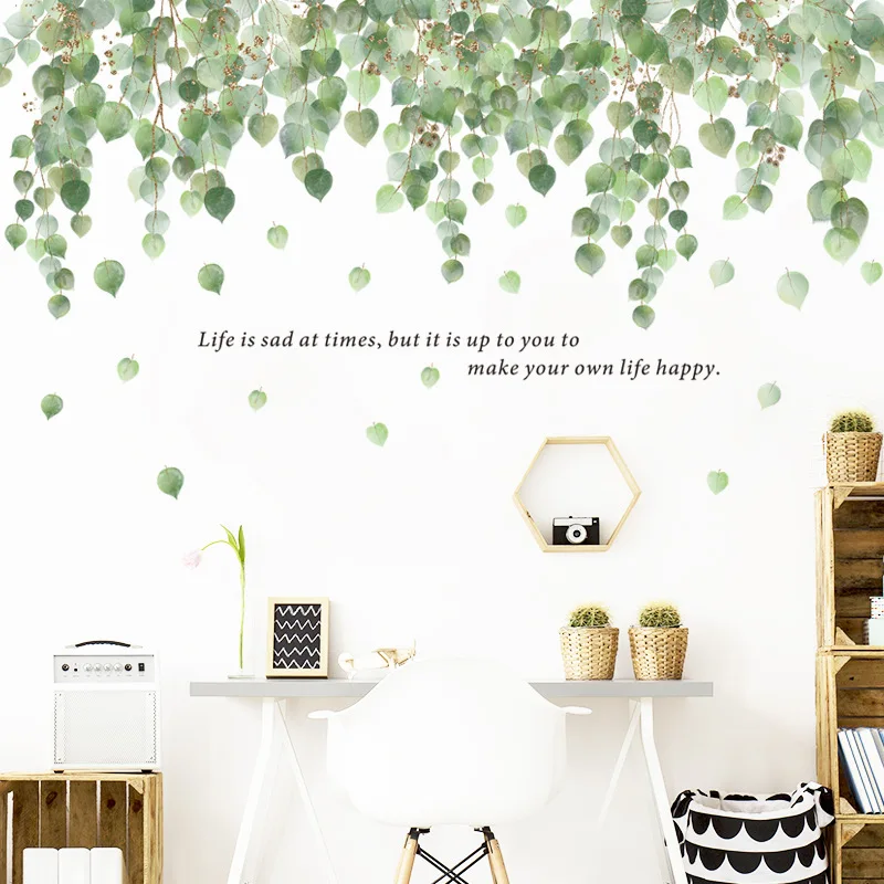 

Tree Leave Rattan Wall Stickers Home Decoration Living Room Bedroom Self-adhesive Corner Skirting Art DIY Vinyl Decal Background