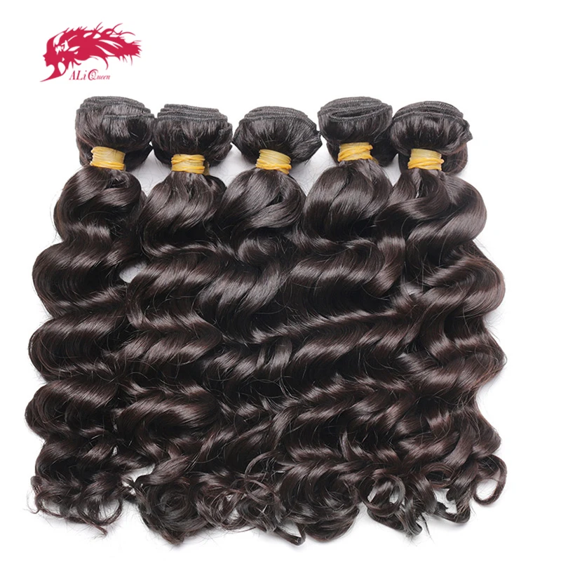 Ali queen hair Products, 10 шт./партия, натуральные волнистые индийские волосы, необработанные человеческие волосы, волнистые