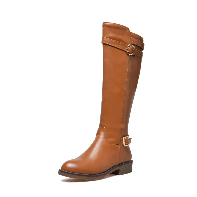 Высокие сапоги до бедра Сапоги выше колена женские с боковой молнией и пряжкой на