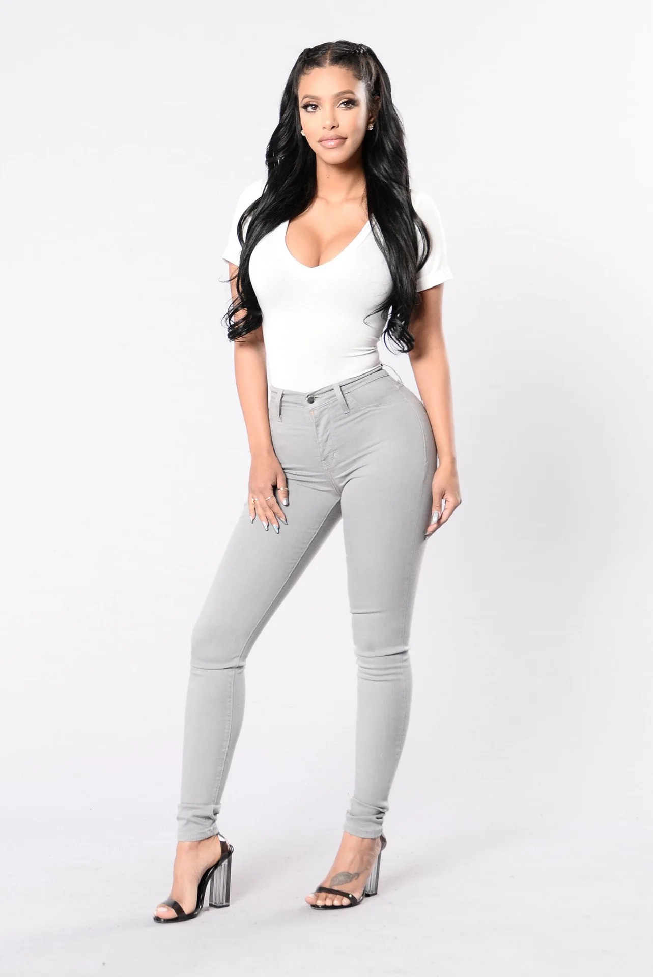 

2021 women's skinny high stretch jeans pencil pants