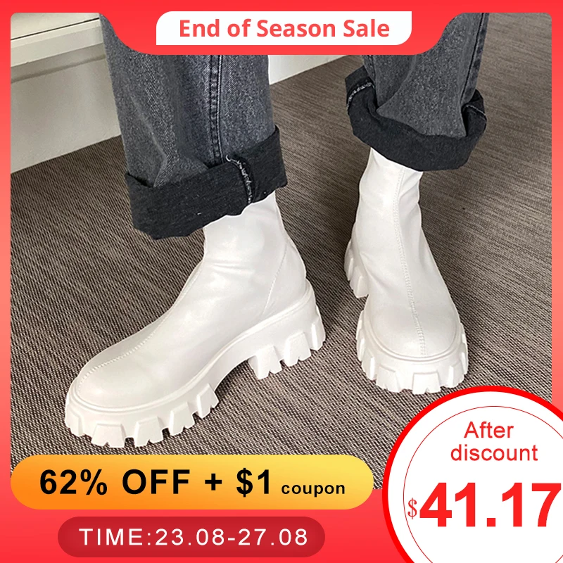 

RIZABINA Size 34-41 Women Ankle Boots 2022 Platform Leather Winter Shoes Woman Warm Fur High Heels Short Boots Footwear