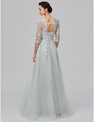 Erosebridal Длинное Элегантное вечернее платье вечерние серые вечерние платья с шнуровкой сзади robe soiree